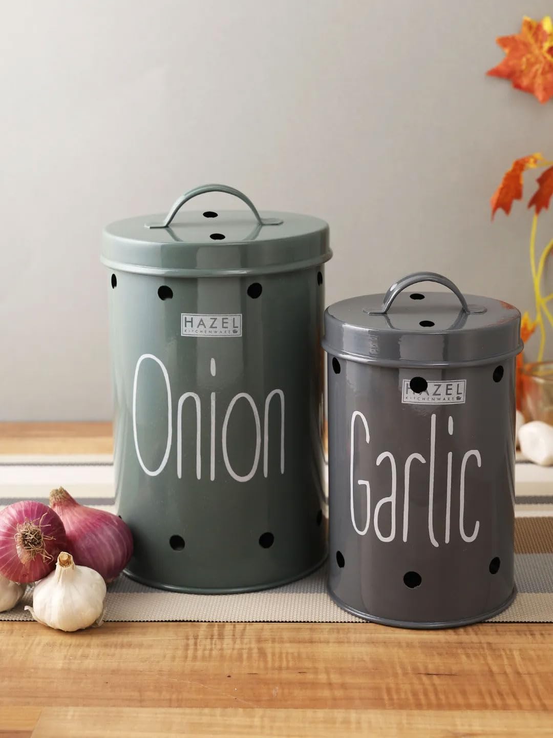 Set 2 Envases Almacenamiento Ajo Cebolla Grado Alimenticio