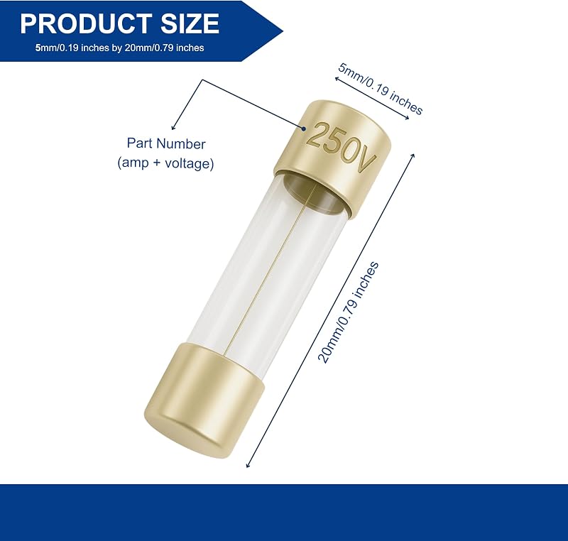 Fusibles vidrio 1.25A 0.197x0.787pulg set 5