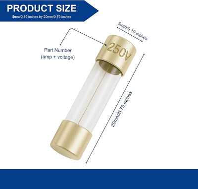Fusibles vidrio 1.25A 0.197x0.787pulg set 5
