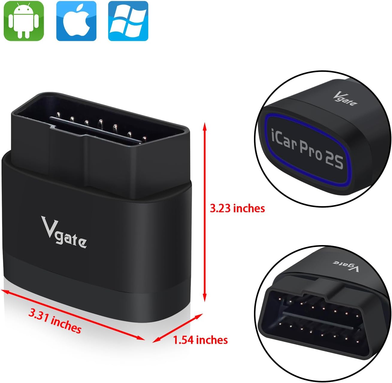 Escáner OBD2 Bluetooth iCar Pro 2S para Android iOS negro