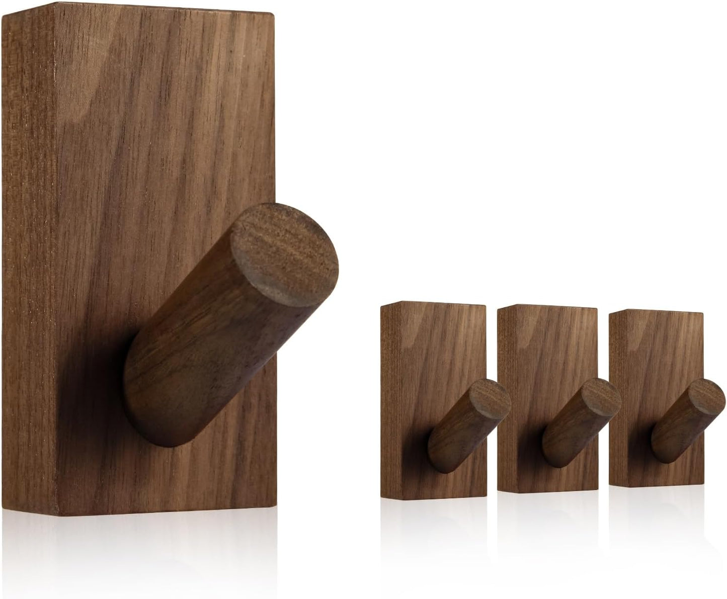 Ganchos pared madera nogal adhesivos para toalla bata llave