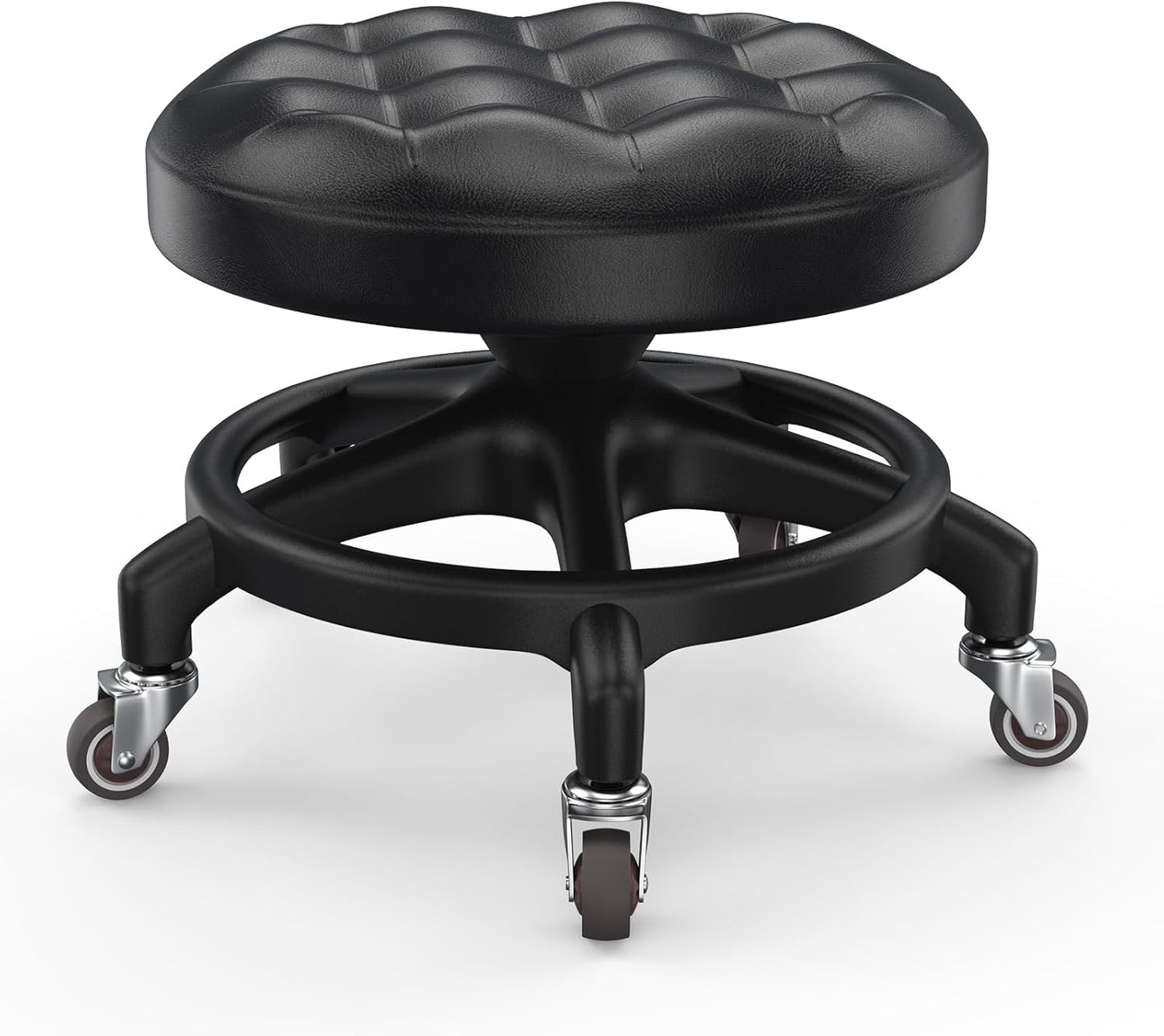 Taburete rodante bajo asiento poliuretano 450lb negro