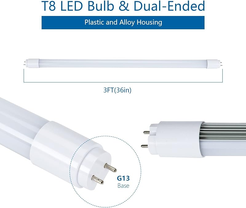 Tubo LED T8 3 pies 15 W 4000 K reemplazo fluorescente
