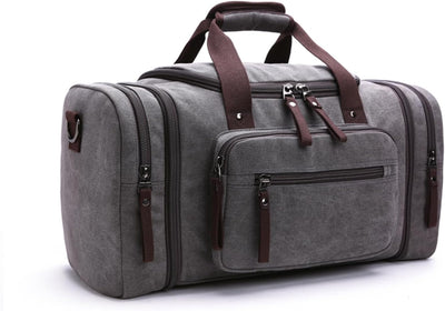 Bolsa viaje hombre fitness senderismo lona gris retro