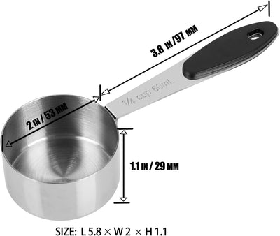 Taza medidora acero inox con agarres magnéticos 1/4 taza