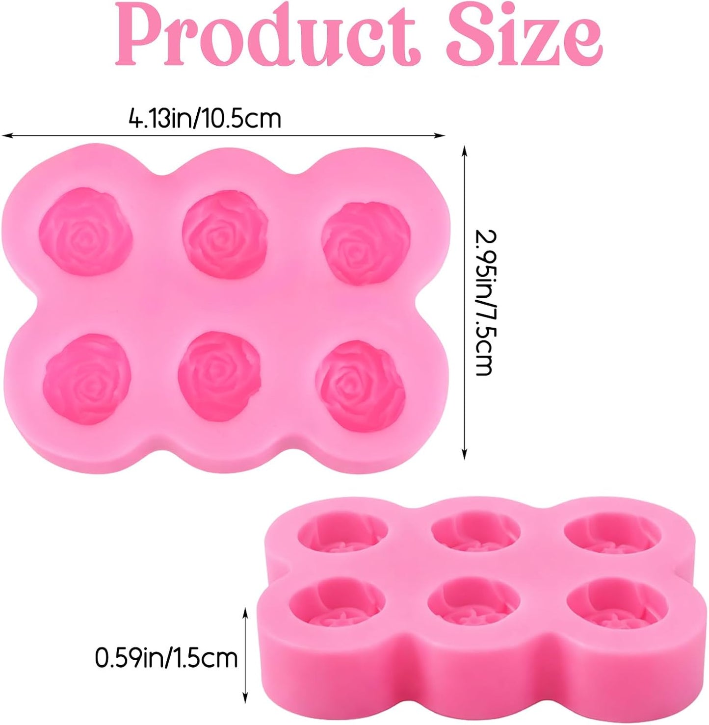 Moldes de silicona de rosas para chocolate y fondant con 6 cavidades antiadherentes