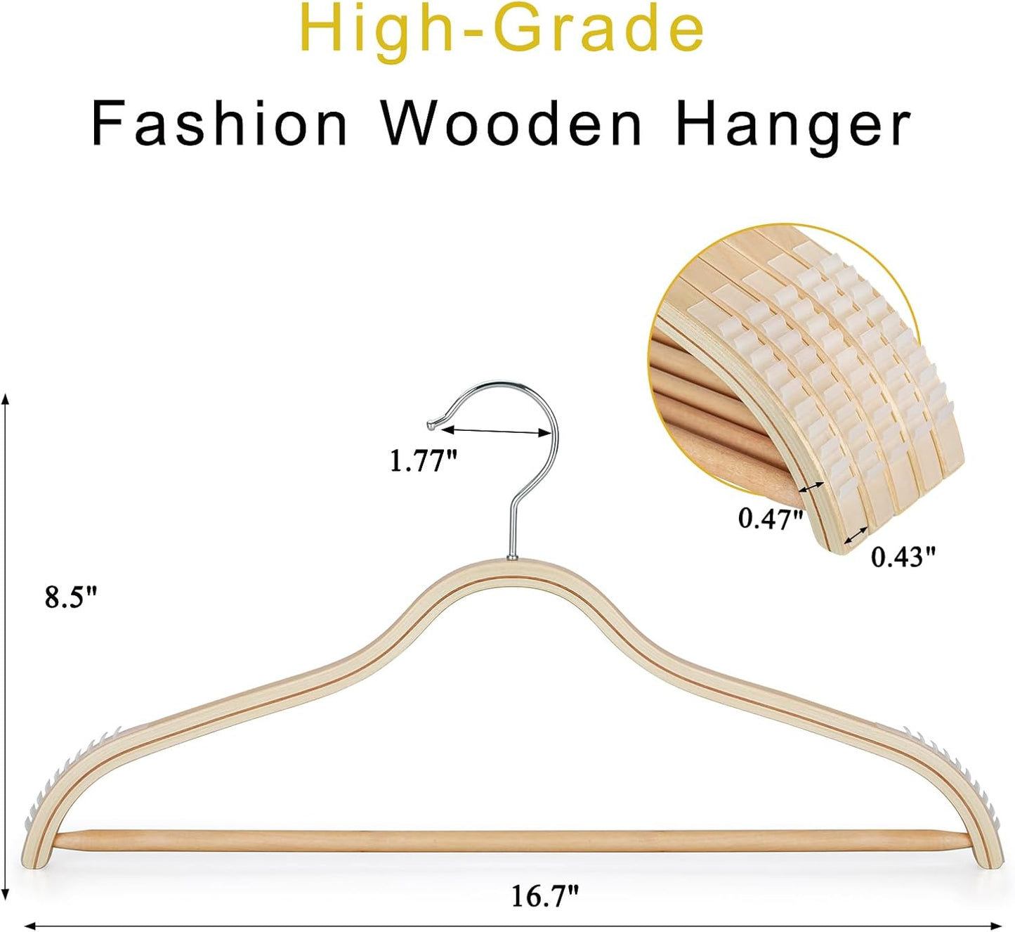 Perchas madera antiderrap suéter pack 30