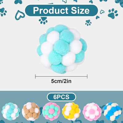 6 Pzas Bolas Interactivas para Gatos con Campanas 2pulg