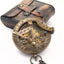 Reloj bronce con brújula y funda cuero regalo náutico hombre