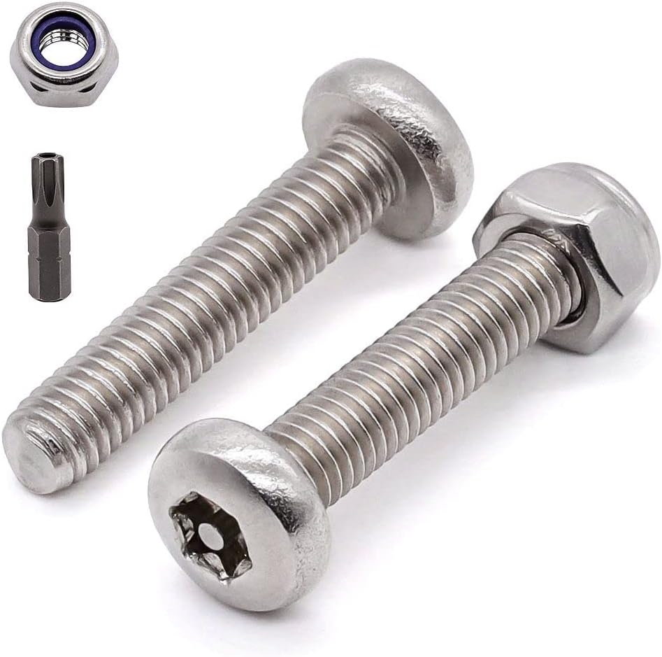 20 Juegos Tornillos Torx M6 con Tuercas y Broca Acero Inox