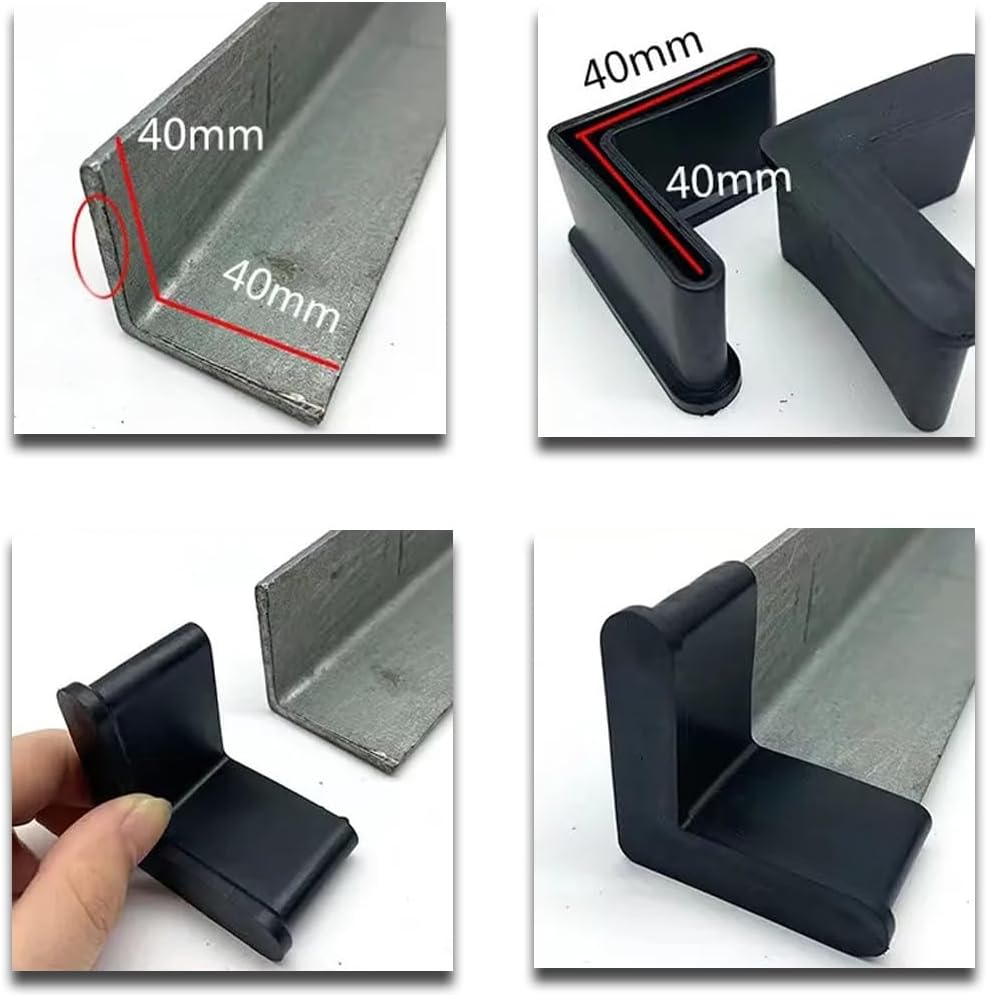20 Tapas Hierro Angular Goma para Muebles Negro 1.57pulg