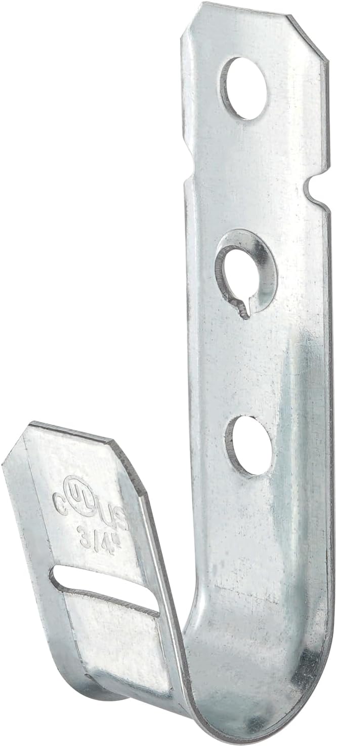 50 Ganchos J 3/4pulg Acero Galvanizado Pared