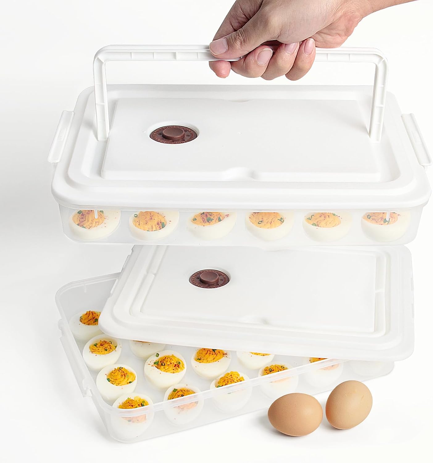 Set 2 Recipientes Huevos Endiablados con Tapa y Asa