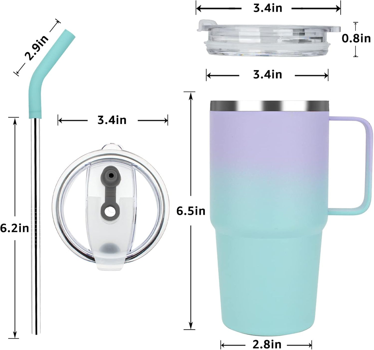 Vaso aislado acero inox doble pared con popote 24oz para niños