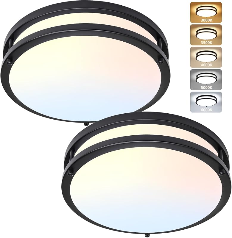 2 Lámparas LED techo 10" negro