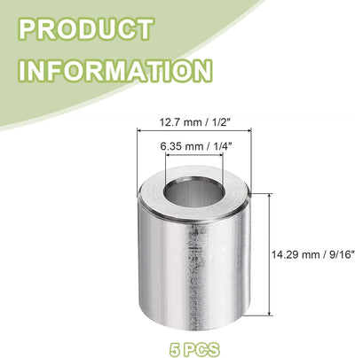 5 Espaciadores Aluminio 1/2x1/4x9/16 pulg