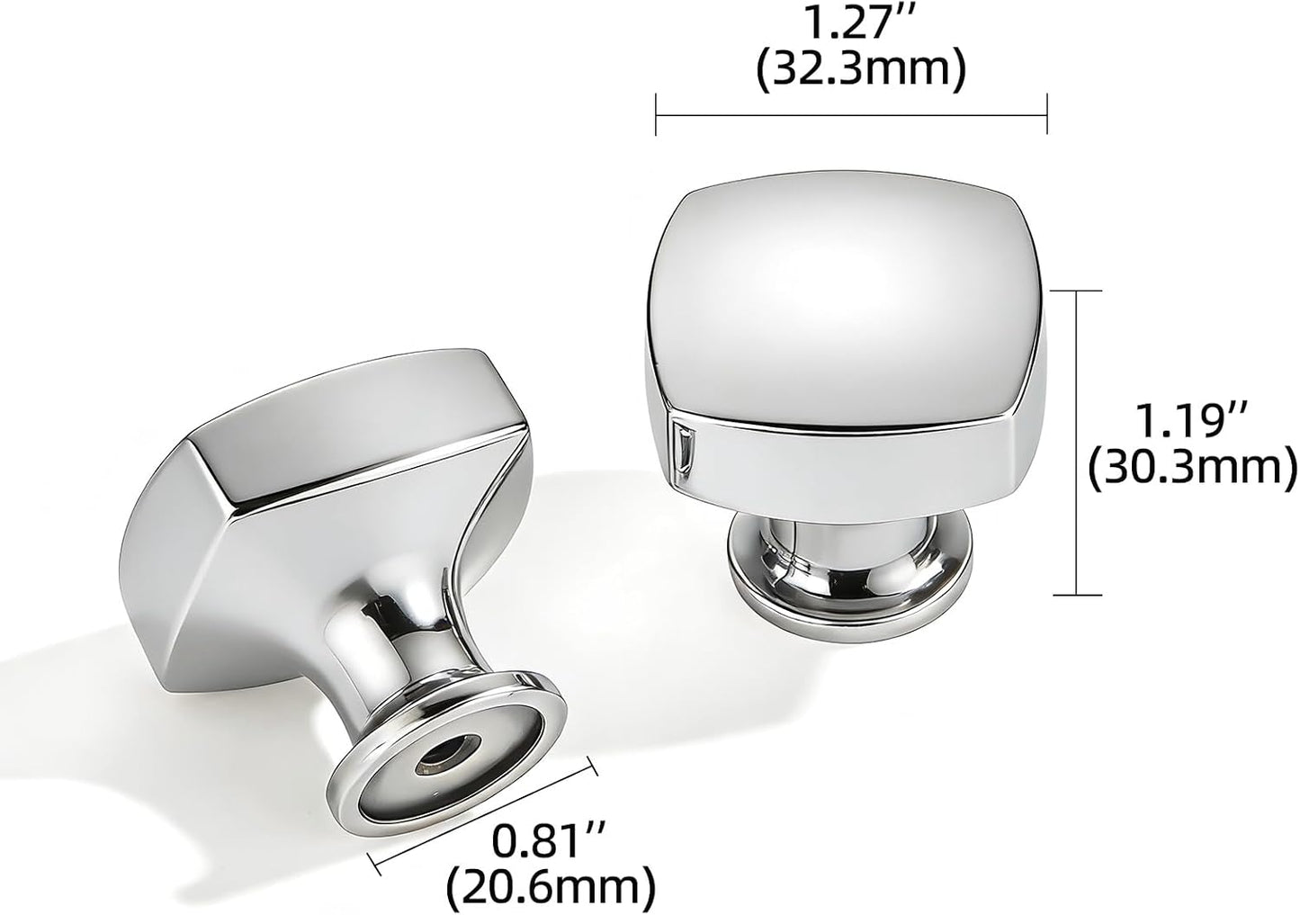 Pack 10 pomos cromados 1-1/4pulg plegables puerta cocina