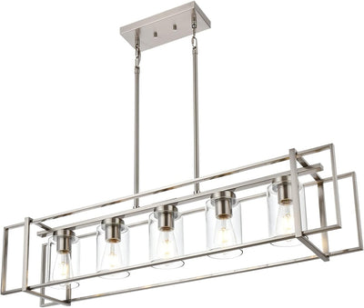 Candelabro 5 luces níquel cepillado para comedor isla cocina