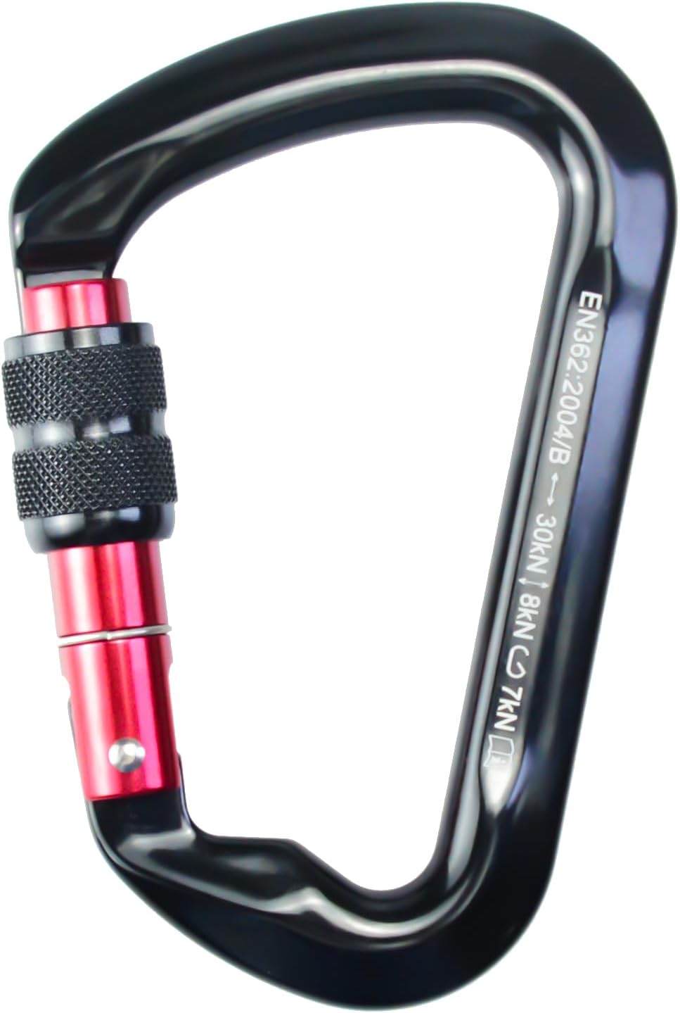 Mosquetón escalada bloqueo 30kN clip profesional resistente