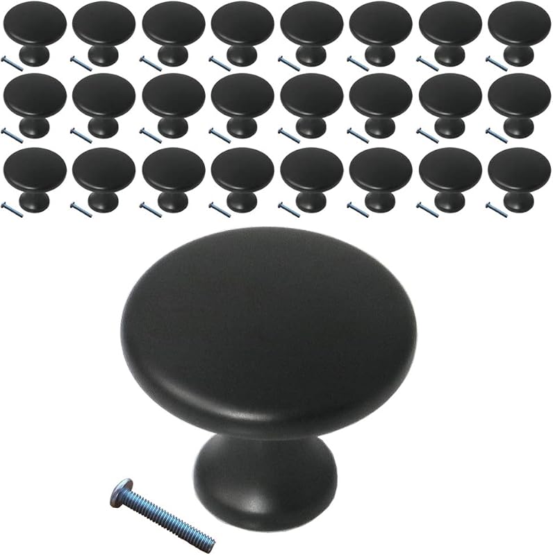 Pack 25 Pomos para Gabinete Negro Mate Cajón