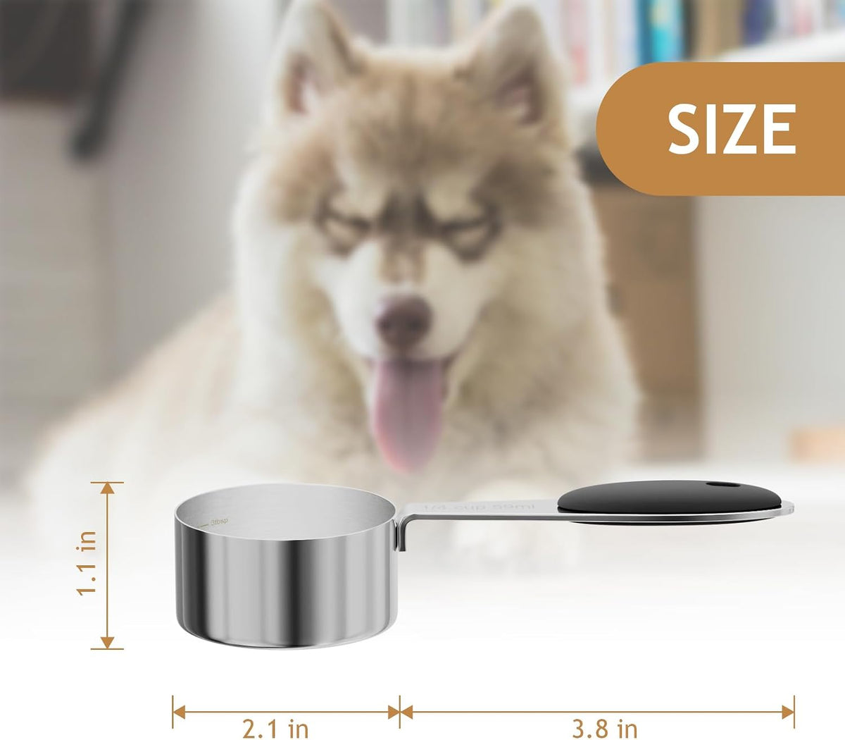 Taza medición acero inox para mascotas 59ml