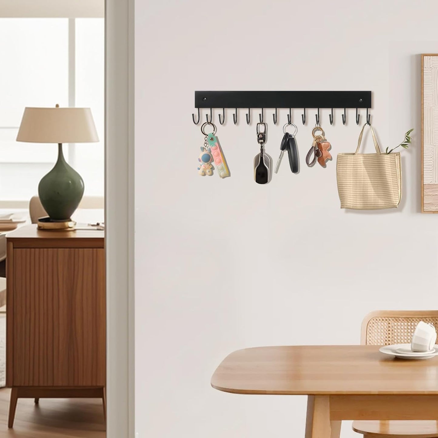 Portallaves pared 28 ganchos 14.6" resistente oxido