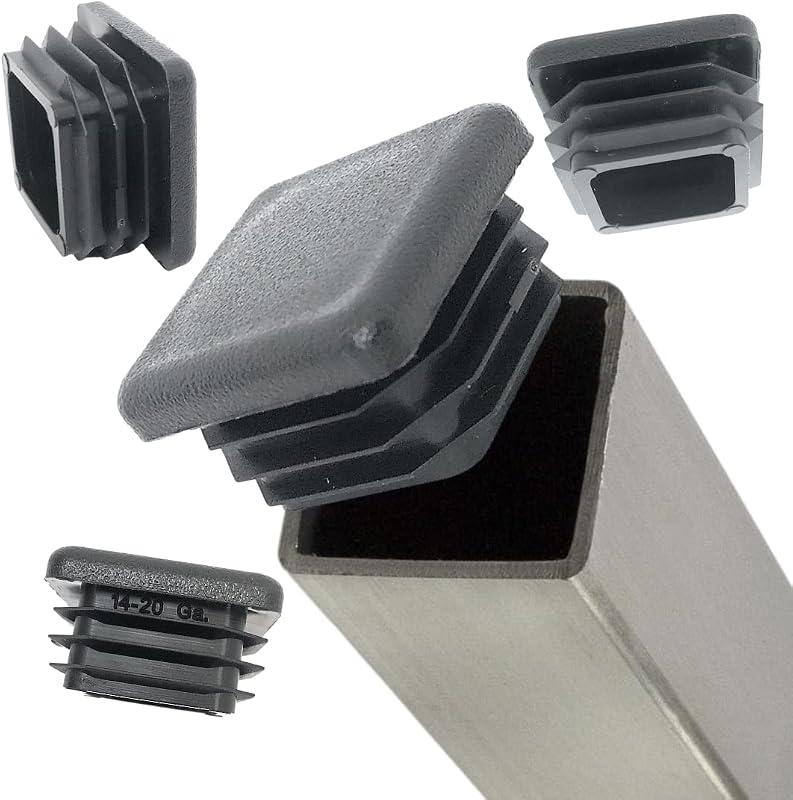 Tapas cuadradas plástico negro 1" 100pzas 14-20