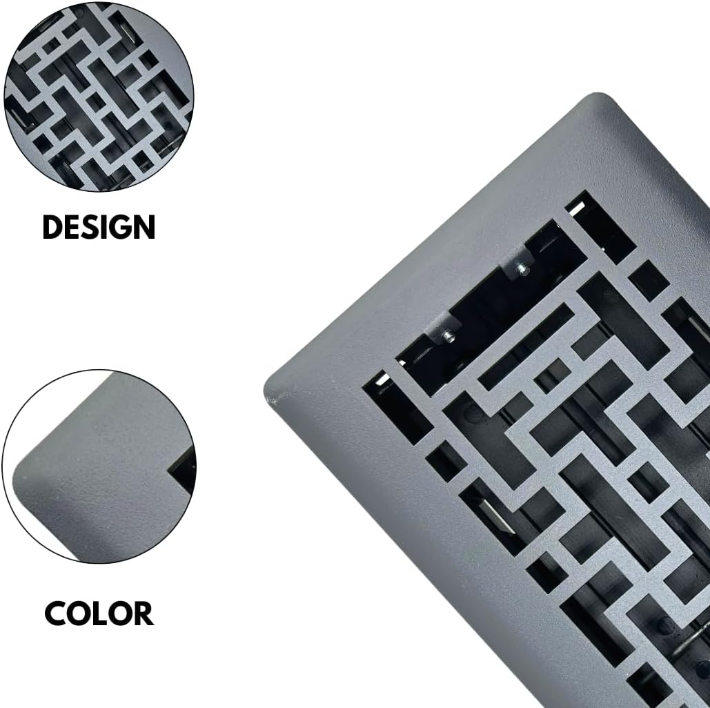 Rejilla piso 4x14 pulg gris granito ventilación hogar