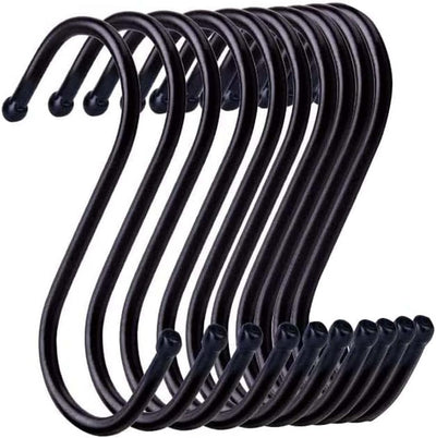10 Ganchos S para Baño Dormitorio Oficina Negro Grande