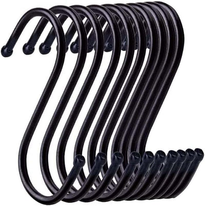 10 Ganchos S para Baño Dormitorio Oficina Negro Grande