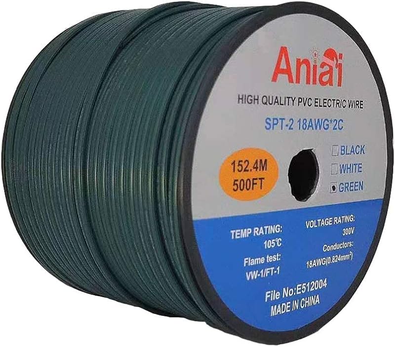Cable cobre 18/2 para iluminación paisaje 500ft verde