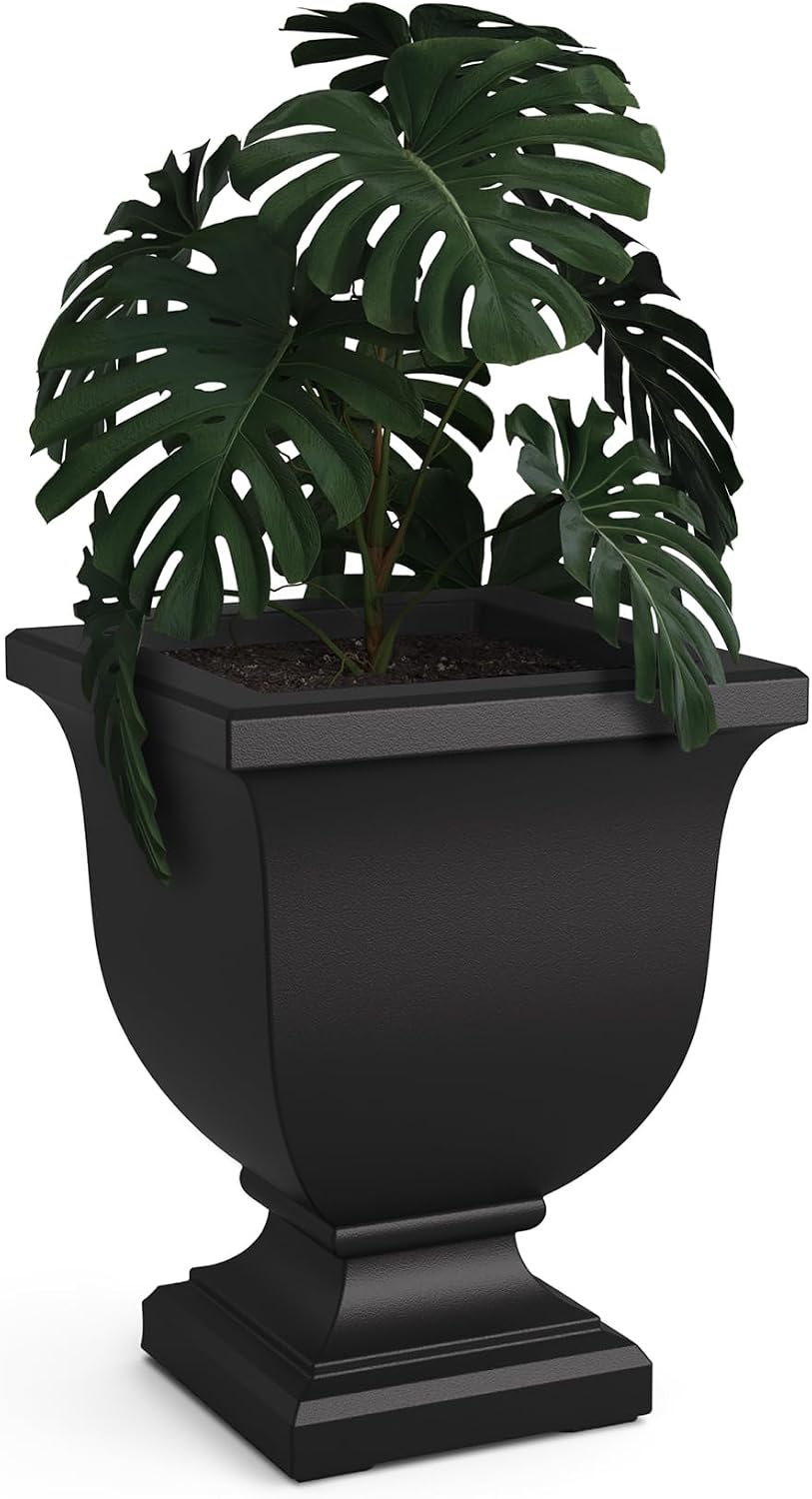Maceta 20pulg negro con depósito de agua