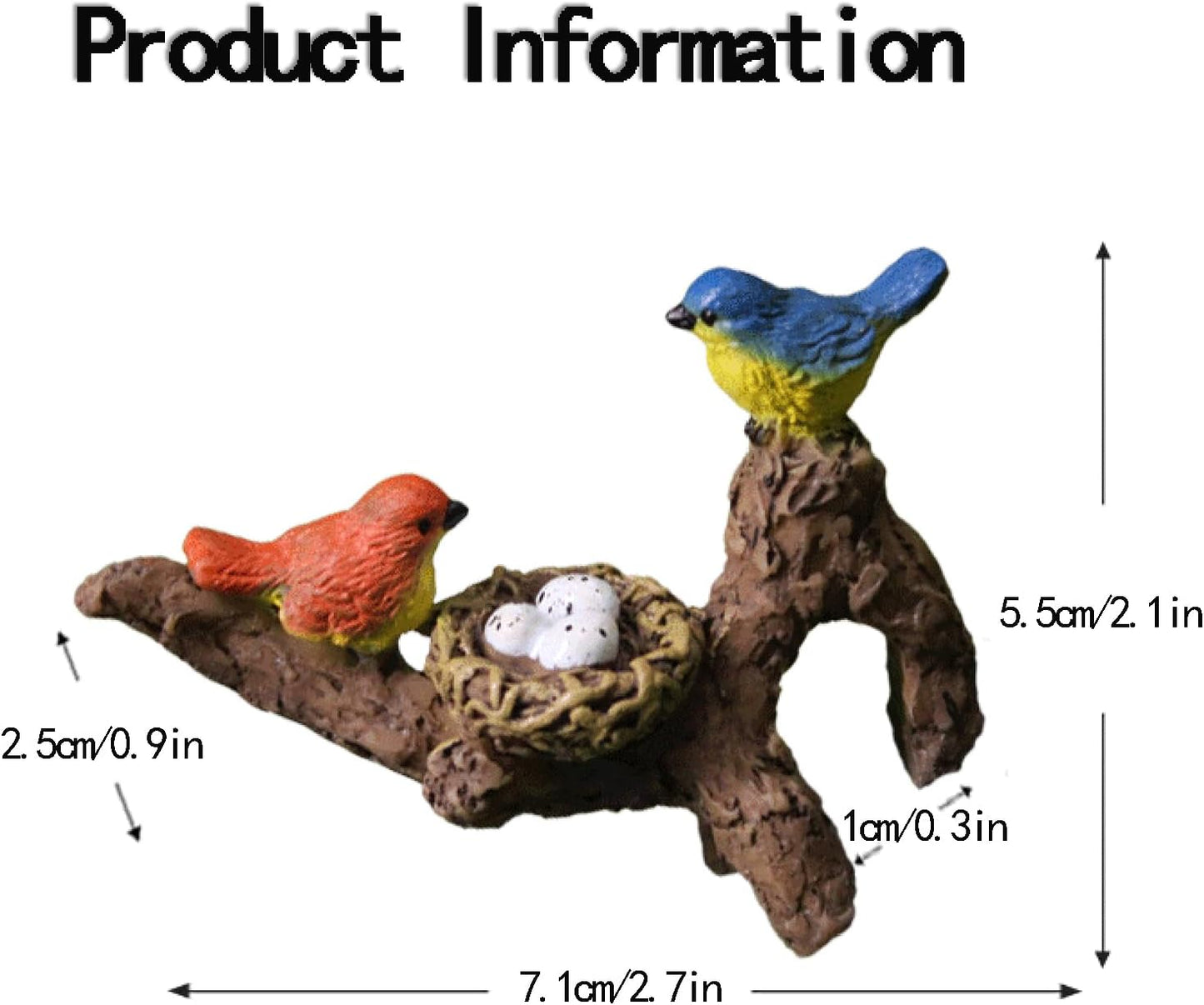 2 figuras brida resina nido pájaro decoración macetas cactus