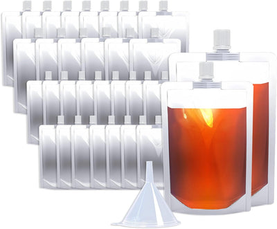 30 Bolsas Plástico 8-16oz Reutiliz. con Embudo para Bebidas