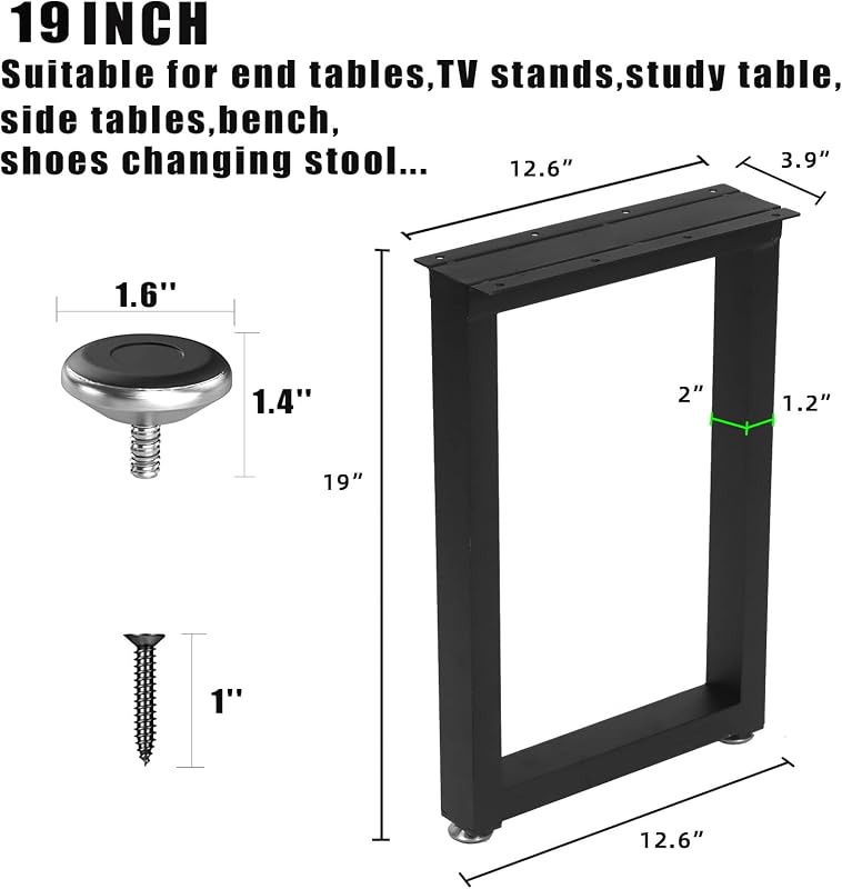 Patas cuadradas metal 19" para muebles set 2