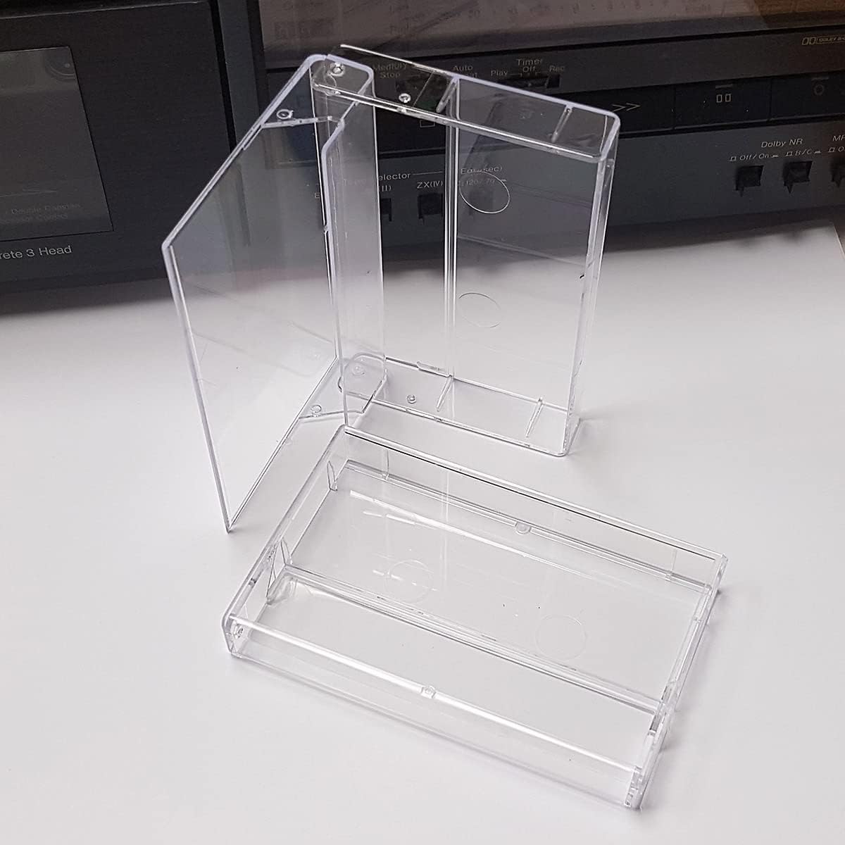 Set 5 cajas cinta casete transparente almacenamiento