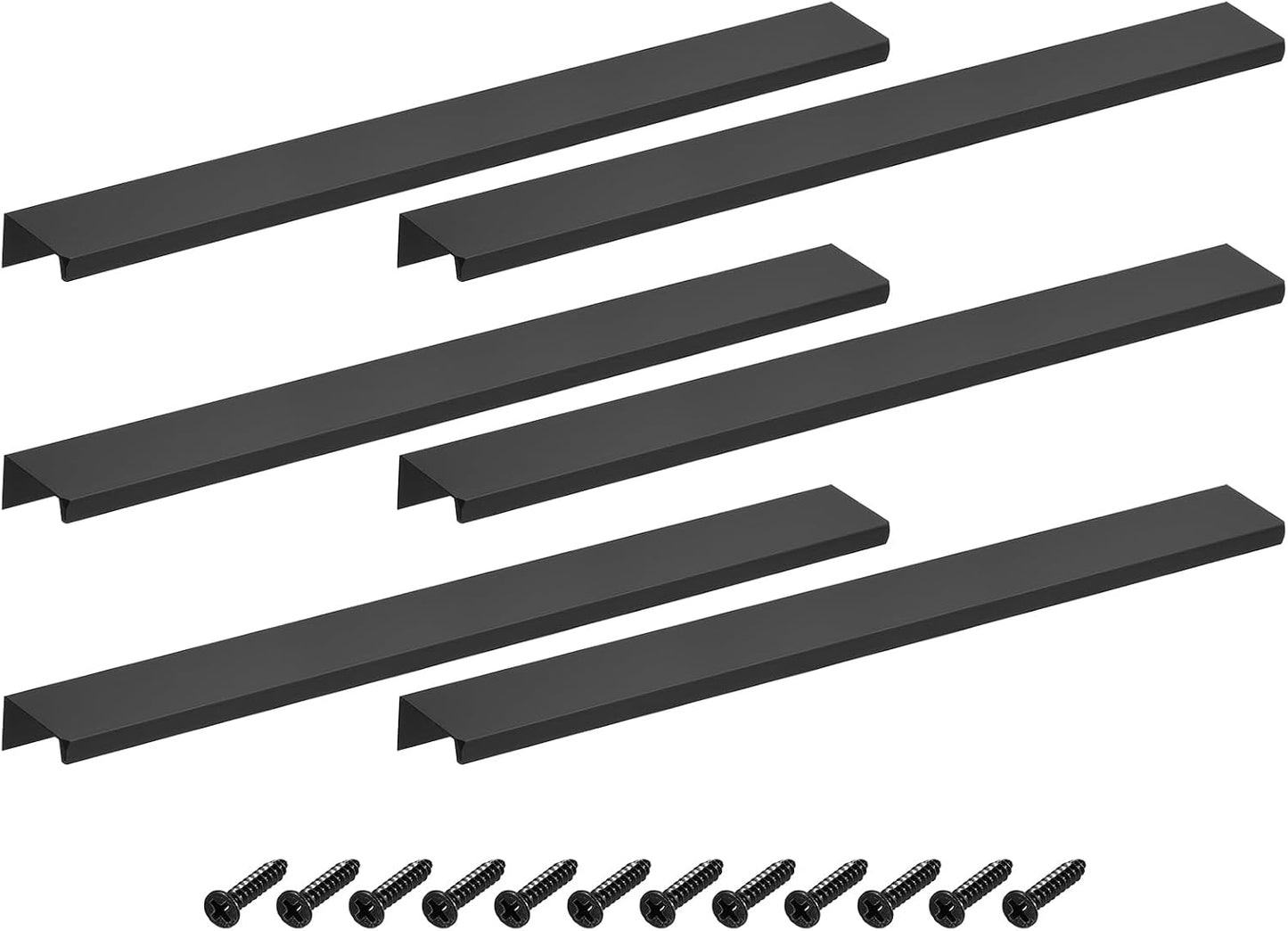 Tirador dedo 6 pzas aluminio 11.81pulg oculto cocina negro
