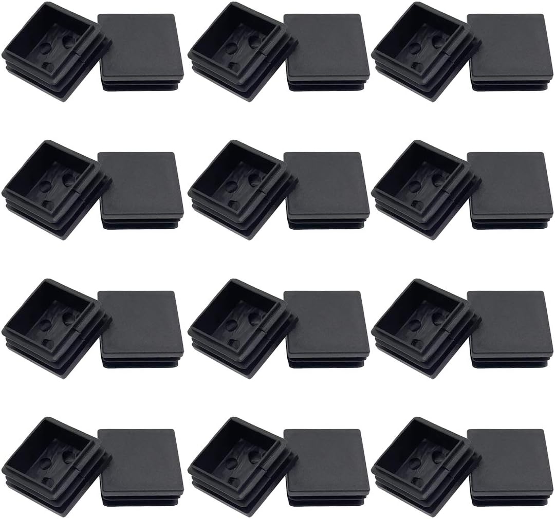 24 Tapones Plástico Cuadrado 1.496pulg Negro