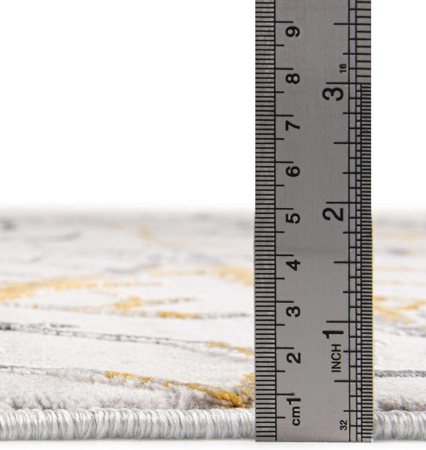Alfombra rectangular 2x3ft color amarillo y gris/marfil