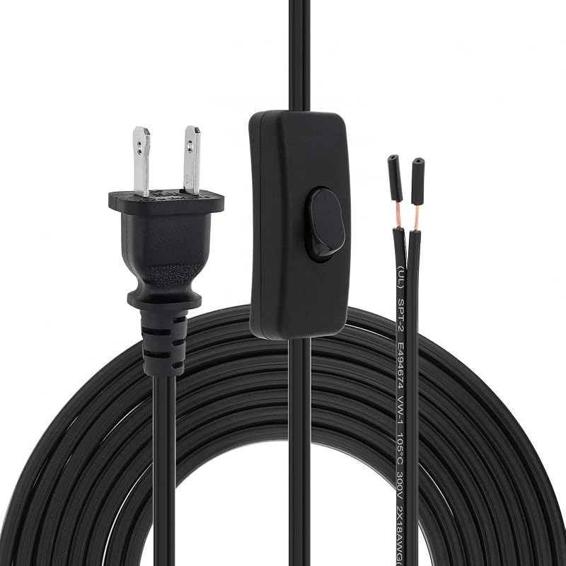 Cable lámpara 12ft con interruptor enchufe polarizado 18AWG negro