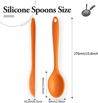 2 Cucharas Silicón Antiadherentes Cocina Naranja
