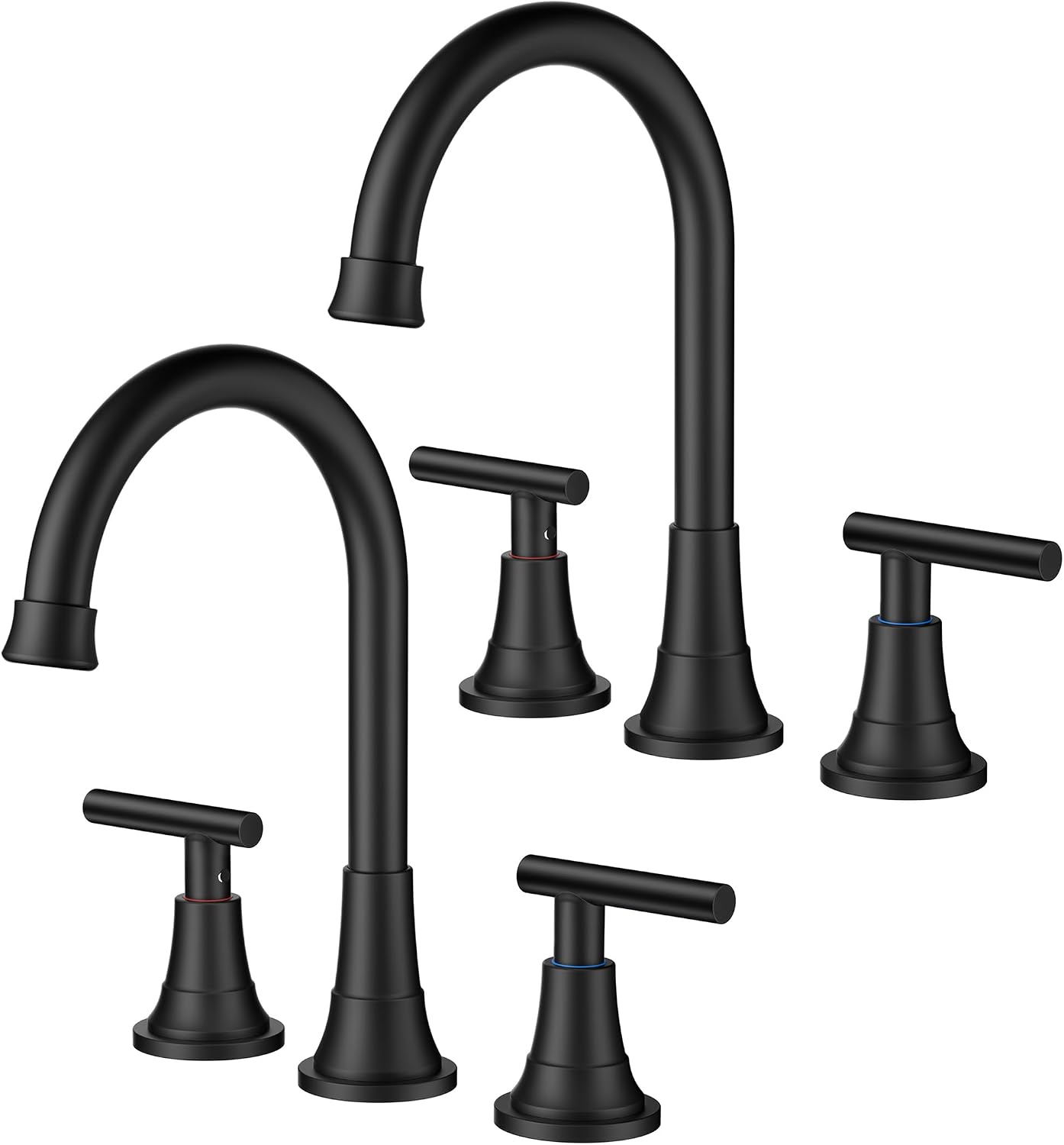 Grifo baño negro mate 3 agujeros 2 manijas 8pulg pack 2