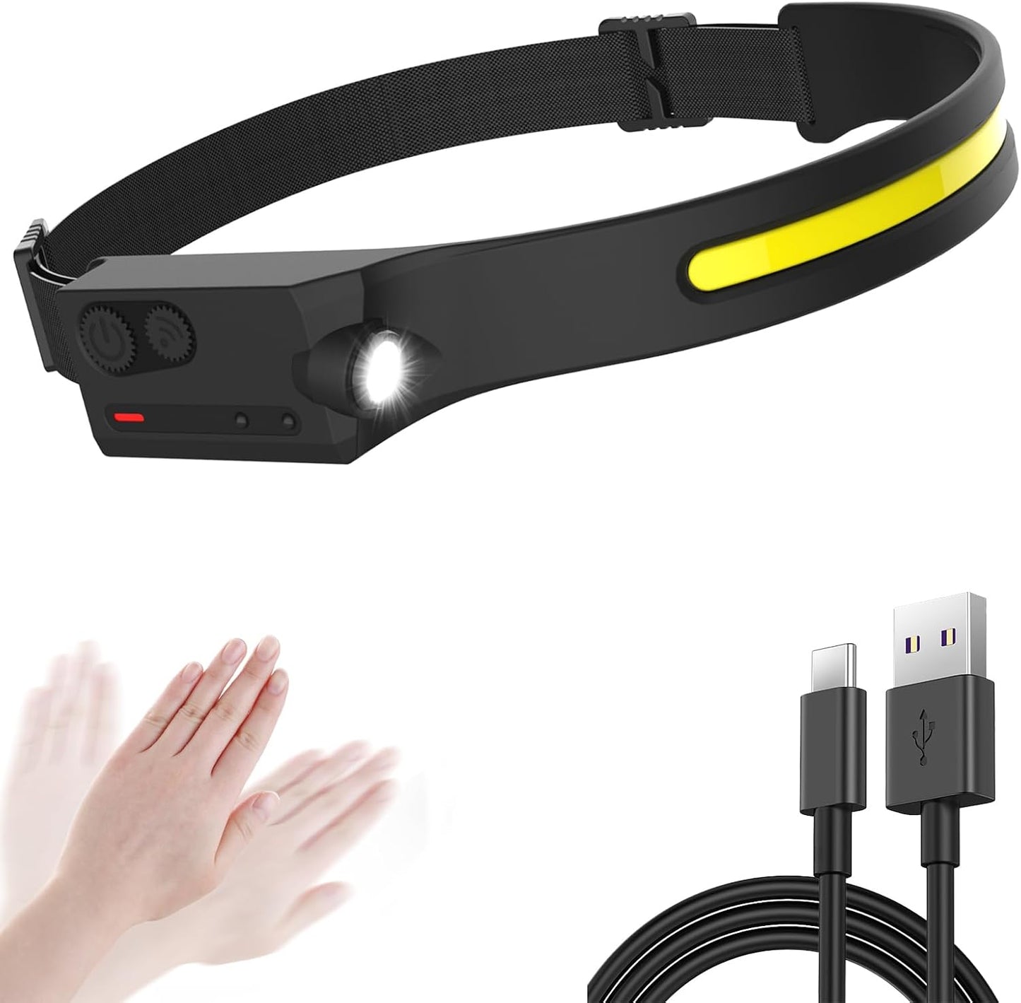 Linterna frontal LED recargable sensor movimiento