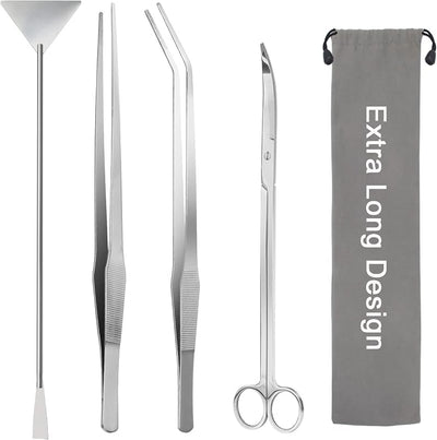 Kit 4en1 acuario 15pulg herramientas acero inox