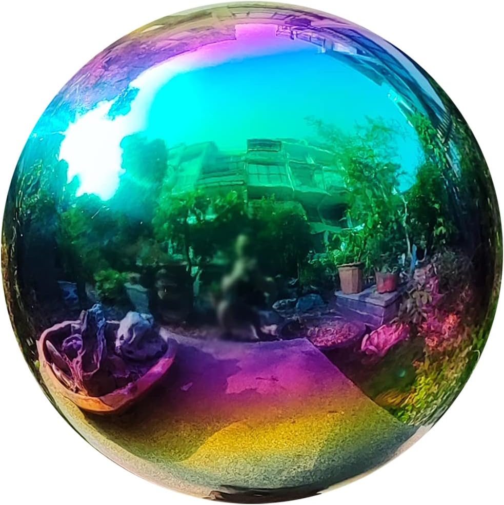 Esfera espejo jardín 10 pulg acero inox arco iris