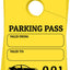 Etiquetas colgantes pase estacionamiento 3x5" amarillo