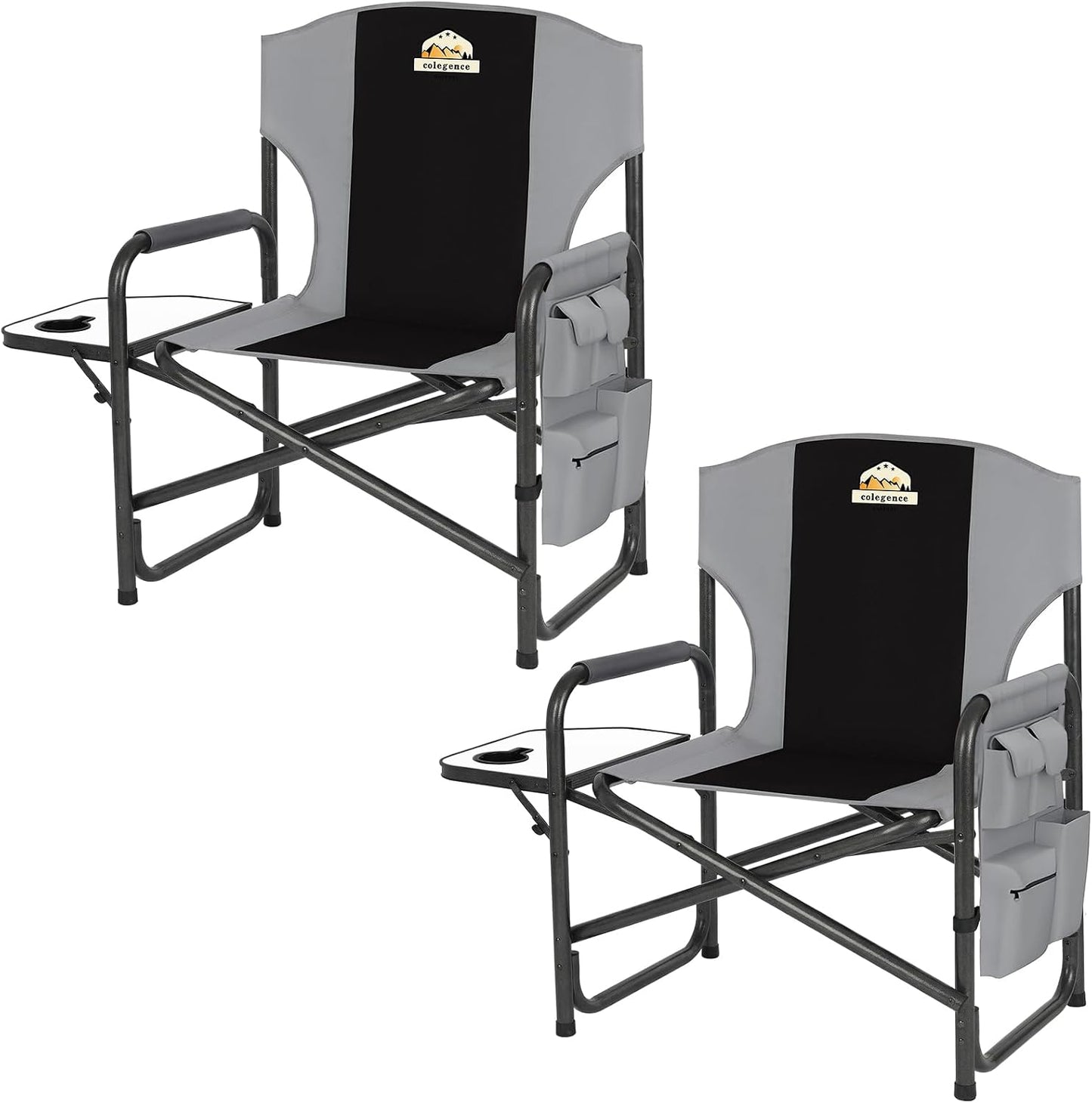 Set 2 sillas director camping 600lbs plegables con bolsillo