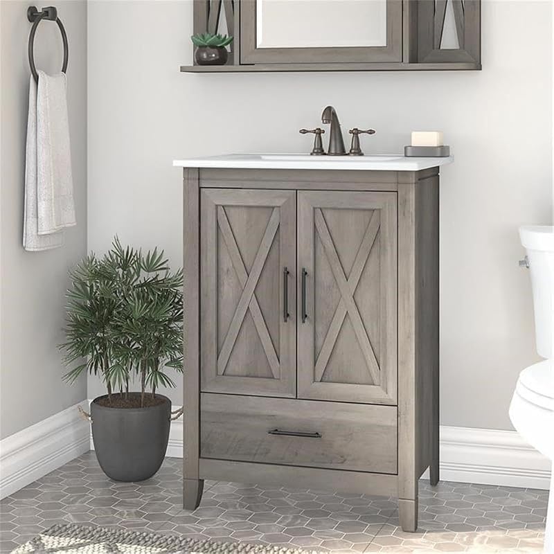 Tocador baño lavabo 24w gris madera flotante