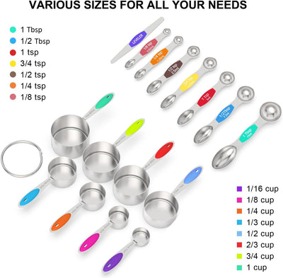 Set 21 Pzas Tazas y Cucharas Medidoras Magnéticas Apilables