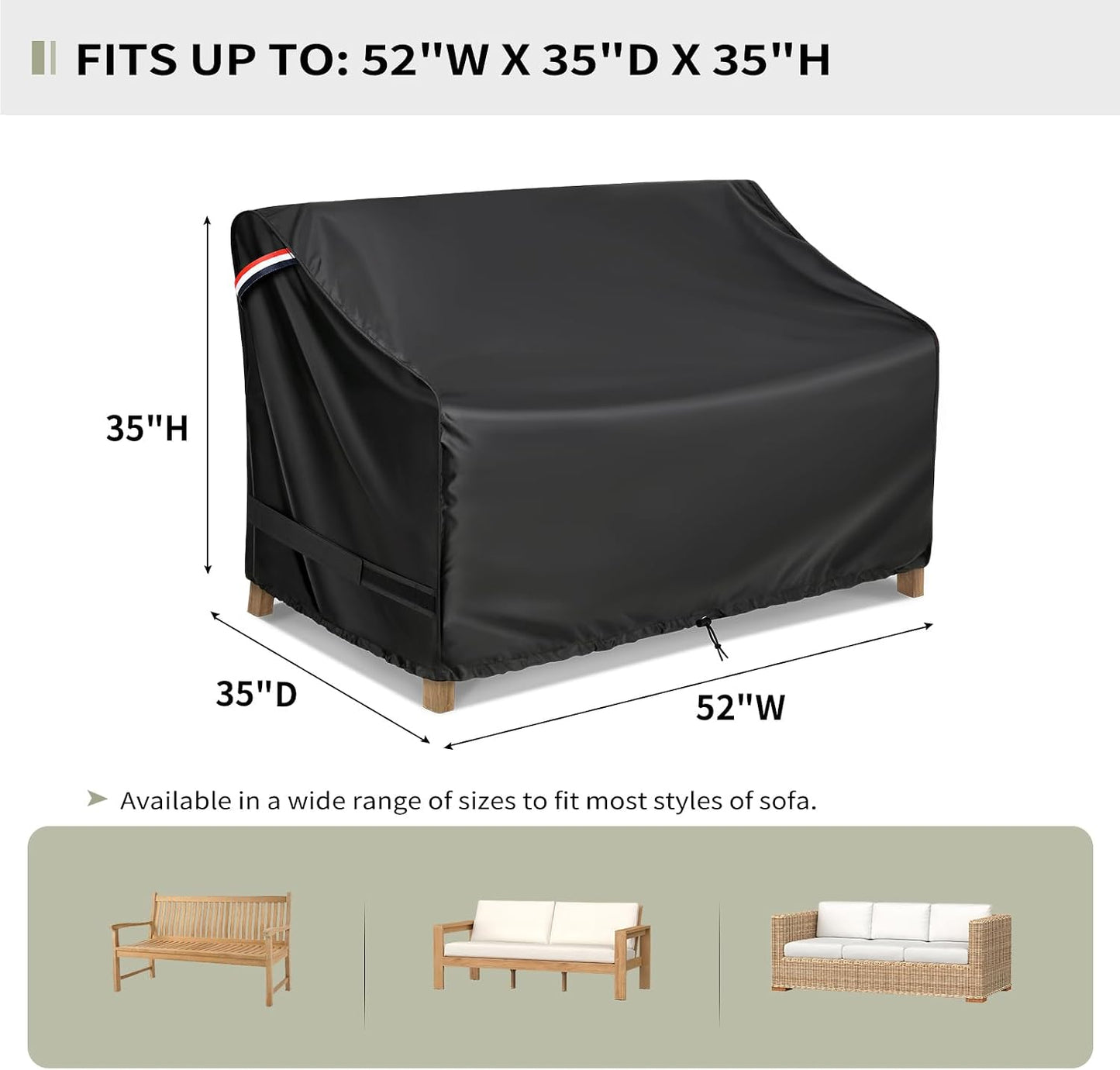 Funda sofá patio 52x35pulg impermeable resistente intemperie